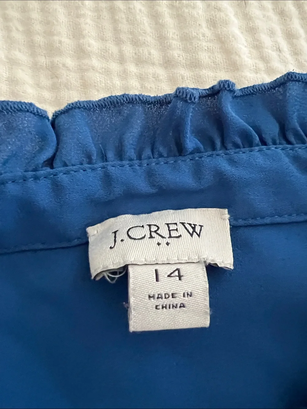 J. Crew Royal Blue Ruffled Button-Front Blouse